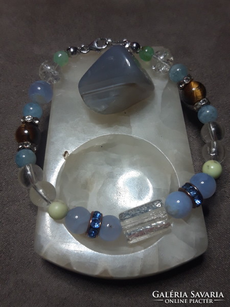 Quartz bracelet with silver lock - mineral jewelry - 21 cm