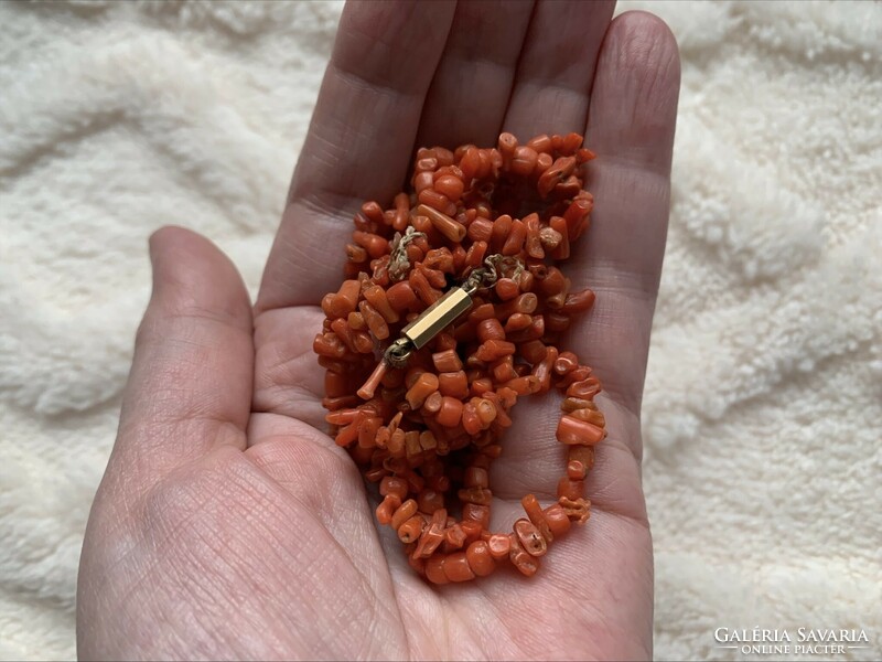 Antique coral necklace with 14k gold clasp