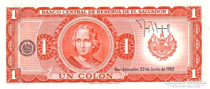 El Salvador 1 colon 1982 oz