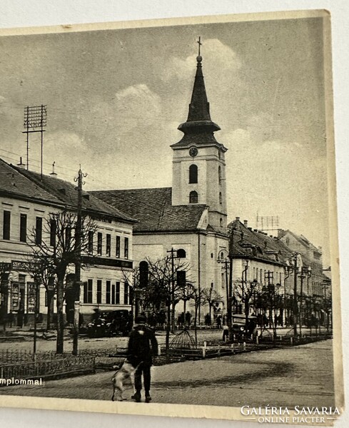 Detail of the main street of Balassagyarmat from Rome. With a Catholic church