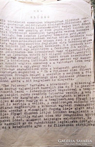 Iratrégiség Mindszenty József bíboros gépelt kézirat "Emlékirataim Bécs 1974 Husvétvasárnapján"