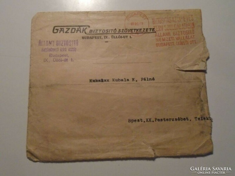 ZA492.14 - Kubala László anyjának címzett levélboríték 1950  Budapest  Gazdák Biztosító Szövetkezete