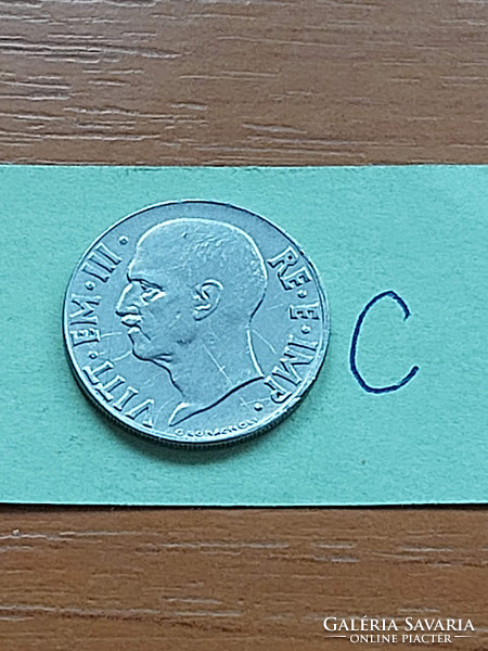 Italy 20 centesimi 1940 xviii. R, knurled, steel, nickel, iii. King Victor Emmanuel #c