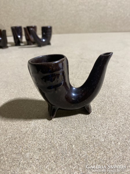 Ceramic pipe-shaped half glasses, 5 pieces, 7 x 9 cm. 3080