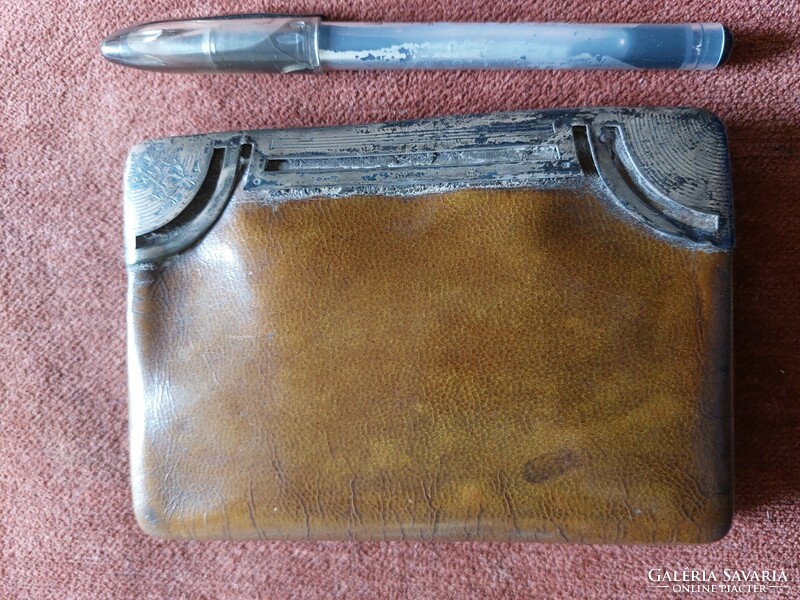 Antique monogrammed, silver frame, lizard skin cigarette case