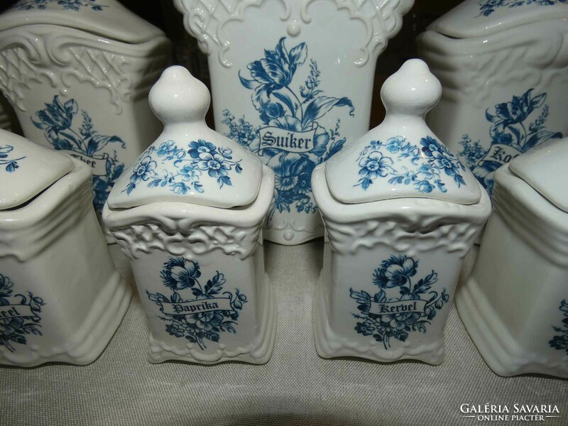 Delft blue, 11-piece spice holder set