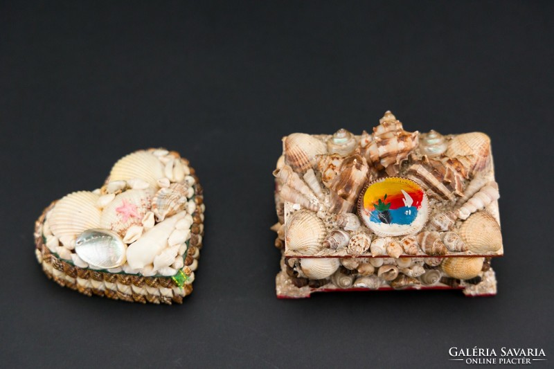 Shell jewelry boxes, 2 pieces.