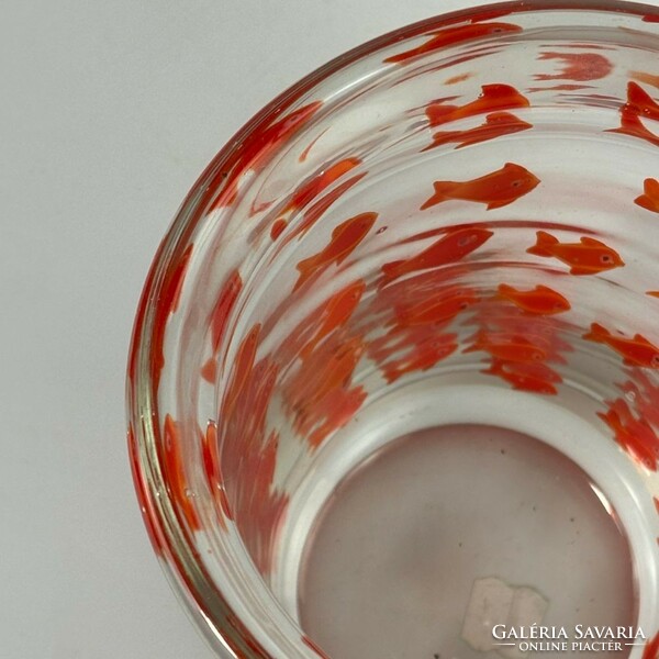 Large Murano rare fish mid-century glass vase