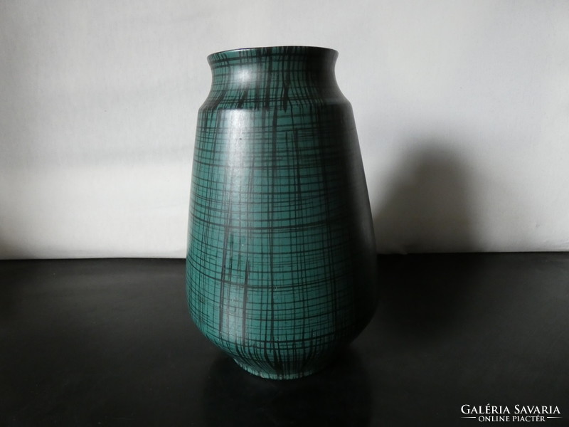 Carstens green-black pepita decorated matt glazed vase 1224-23 West Germany. Wgp. 1950