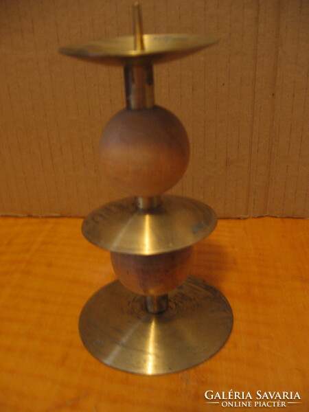 Retro candle holder copper and wood