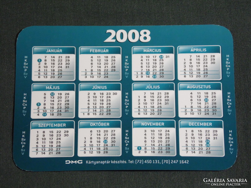 Card calendar, magic pencil paper stationery print shop, Pécs, 2008, (6)