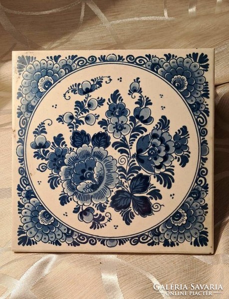 Old hand painted blue white delft tiles