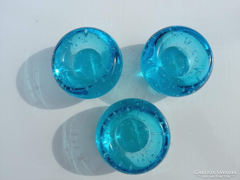 Turquoise blue glass candle holders