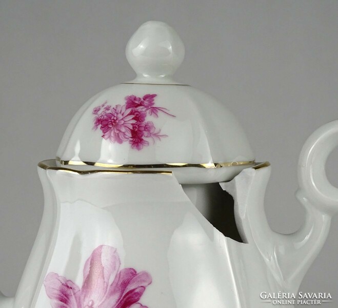 1Q497 old damaged porcelain tea pouring teapot 2 pieces