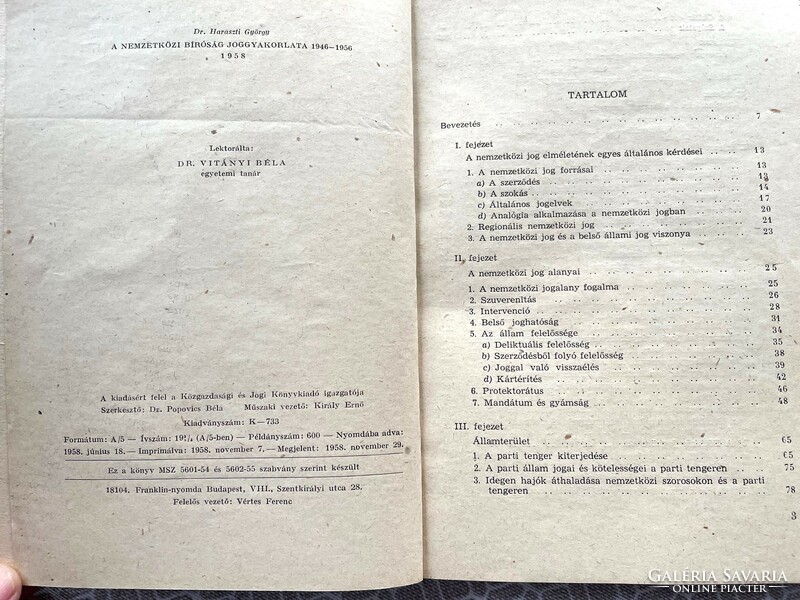 The jurisprudence of the international court 1946-1956 (györgy Harászti) antique law book