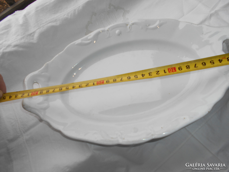 Antique traditional piece - porcelain bowl with handle - convex pattern 31.5 cm x 22 cm
