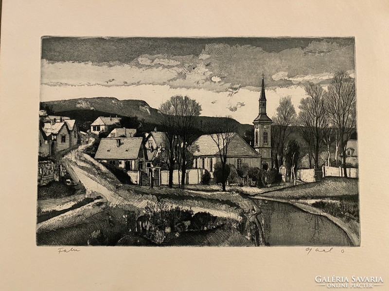 Gaál domokos: village - etching