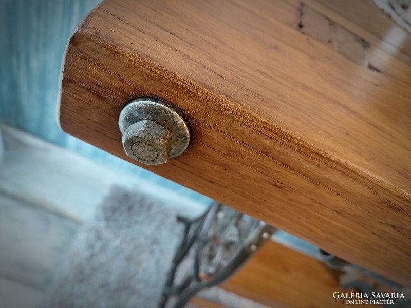 Console table with sewing machine foot, table, singer