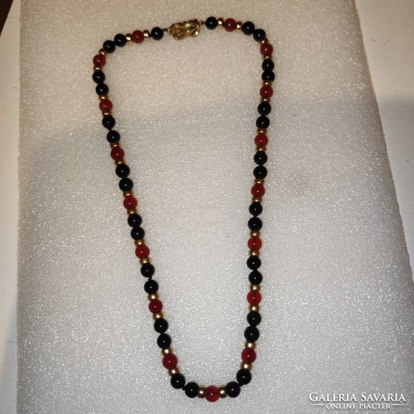 Antique onyx/carnelian necklace/choker 41cm