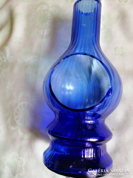 Blue antique glass candle holder beautiful 19 cm