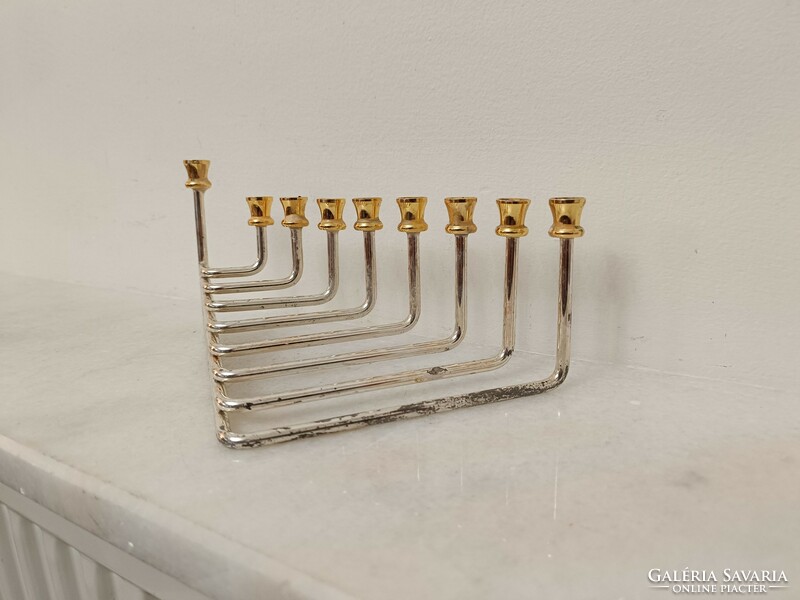 Retro Hanukia Menorah Judaica Metal Jewish Hanukkah Candle Holder 9 Branches Jerusalem 238