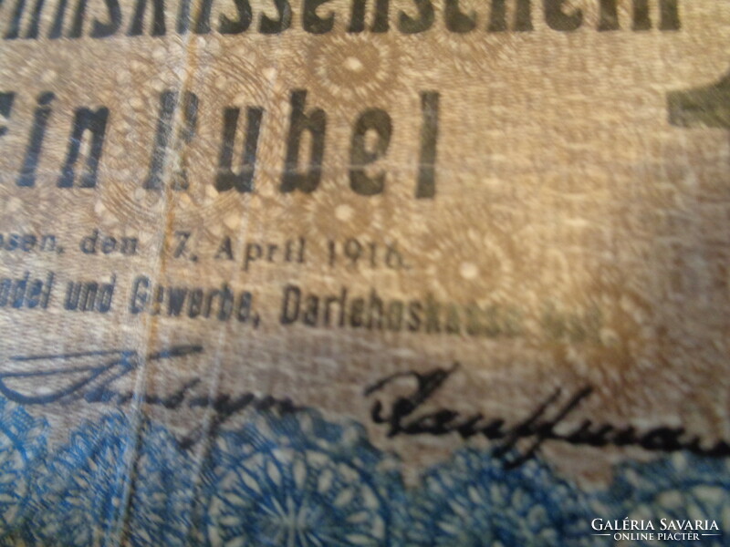 1 Rubel , 1916 . Posen Litvánia  Hitelpénztár