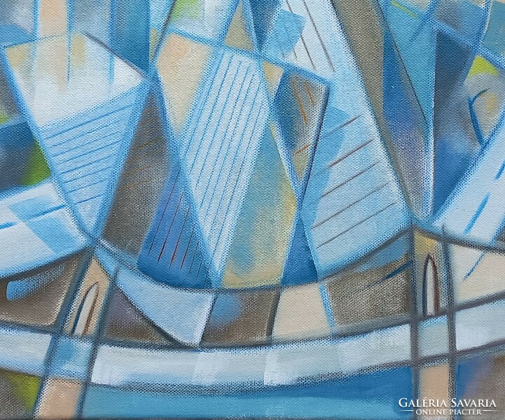 Cubist cityscape - oil painting
