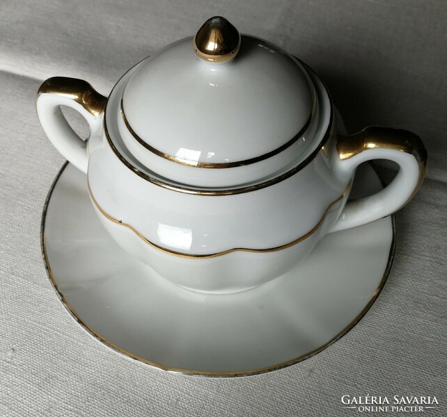 Zsolnay art deco, chipped porcelain tea set, with gold decor