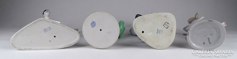 1Q499 Régi sérült nagyméretű Herendi - Zsolnay - Kőbányai - Aquincum porcelán figura 4 darab