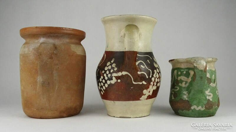 1Q632 old three-piece folk pottery object