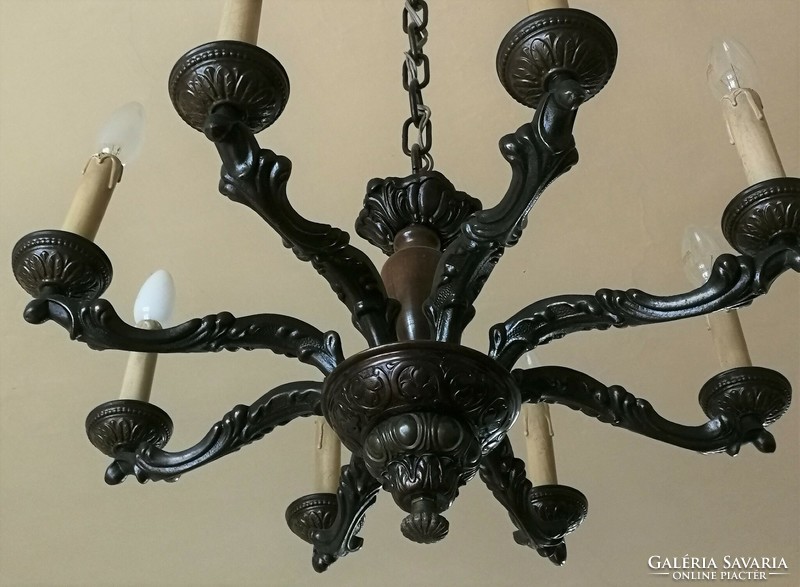 Antique, 8-branch bronze chandelier, in good condition