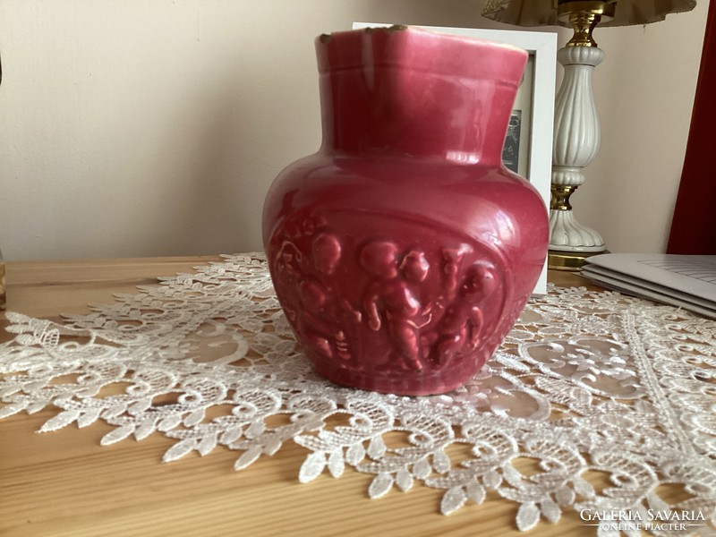 Antique pink Zsolnay jug.