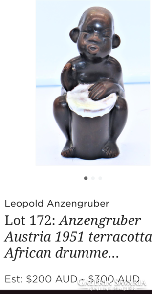 Terracotta doboló afrikai fiú. design:Leopold Anzengruber. Alkudható!