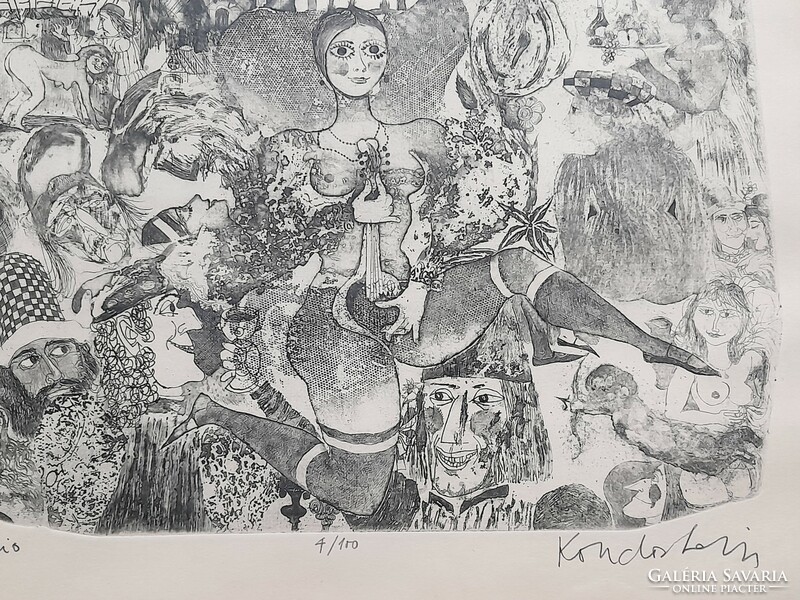 Lajos Kondor (Budapest, 1926 – Budapest, 2006): boccaccio, etching, 540 x 380 mm