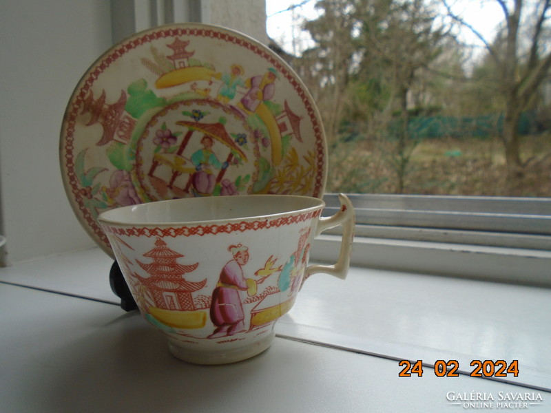 1810 Hilditch&sons staffordshire hand painted chinaware Georgian porcelain cup with bowl with 5 portraits