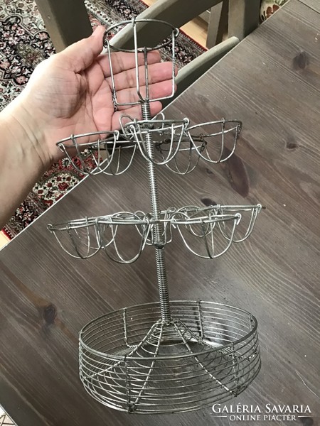 Old French bistro metal egg holder table stand