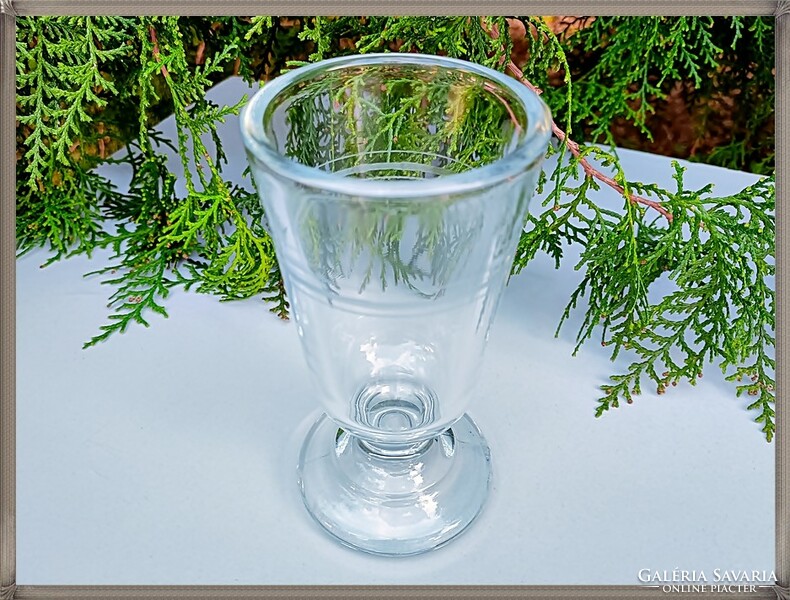 Polished striped Bieder Biedermeier thick-walled stemmed glass tumbler