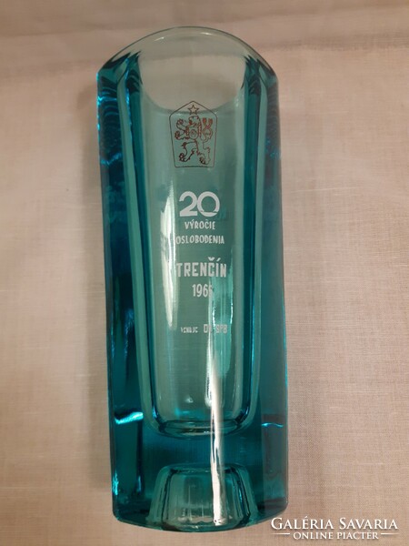 Turquoise sklo union Czech glass vase