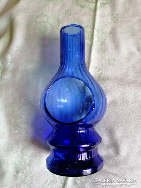 Kék antik üveg mécses gyönyörű  19 cm