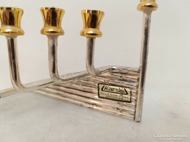 Retro Hanukia Menorah Judaica Metal Jewish Hanukkah Candle Holder 9 Branches Jerusalem 238