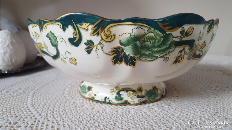 Angol Mason's Ironstone "Chartreuse"porcelán talpas kínáló,gyümölcstál,salátás tál