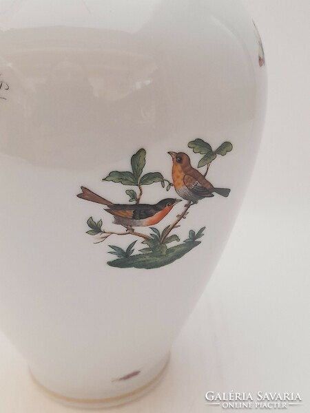 Herendi Rothschild mintás váza, sérült, hiányos, 22,5 cm