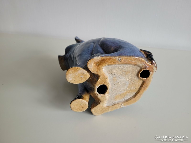 Blue ceramic pig decoration