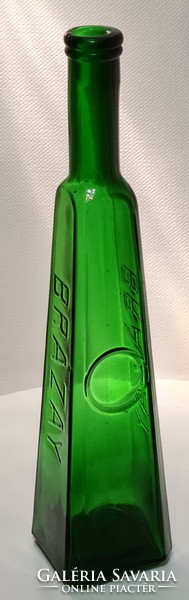 "Brázay" Brázay Kálmán világoszöld, négyzetes hasáb sósborszeszes üveg (2961)
