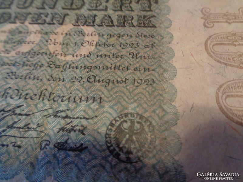 100 million marks 1923, inflationary money