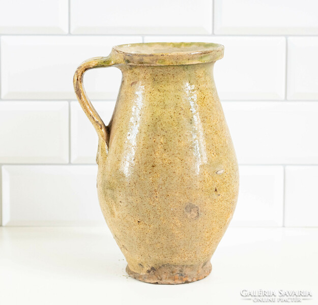 Old ceramic sherd with a greenish-yellow glaze - jug, jug, jug, folk art