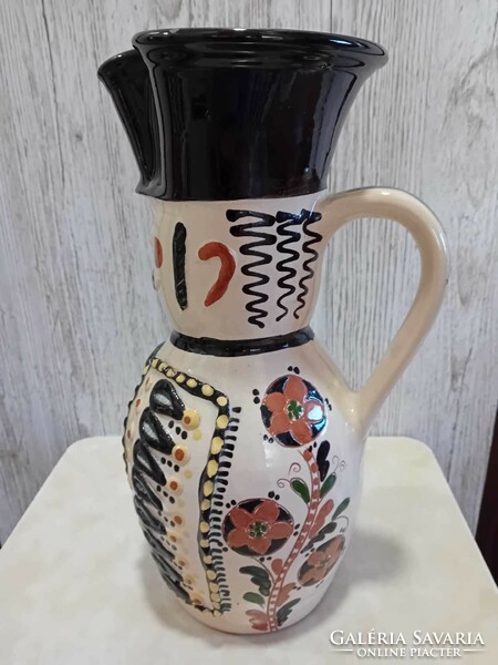 Large karcagi ceramic miska jug - 32 cm