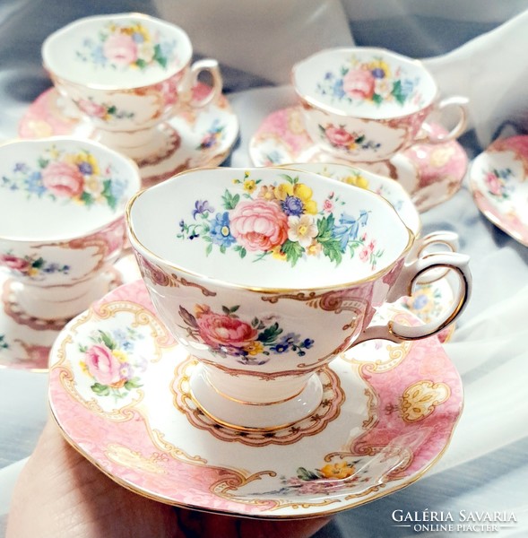 Rarity!!! Charming 6 duo coffee cups royal albert lady carlyle