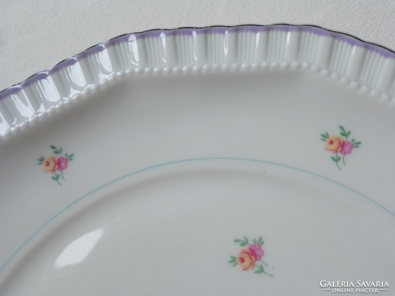 Antique square porcelain plate bowl, flower pattern, haas and czjzek schlaggenwald 1919-38, 26 cm