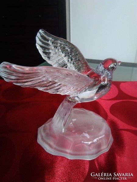 Lead crystal peace dove sculpture-paperweight from the French crystal a'argues manufactory!
